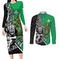 New Zealand and Ireland Rugby Custom Couples Matching Long Sleeve Bodycon Dress and Long Sleeve Button Shirt Maori Tiki Fern Irish Celtic Cross - Aussie Hoodie