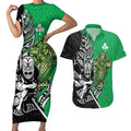 New Zealand and Ireland Rugby Custom Couples Matching Short Sleeve Bodycon Dress and Hawaiian Shirt Maori Tiki Fern Irish Celtic Cross - Aussie Hoodie