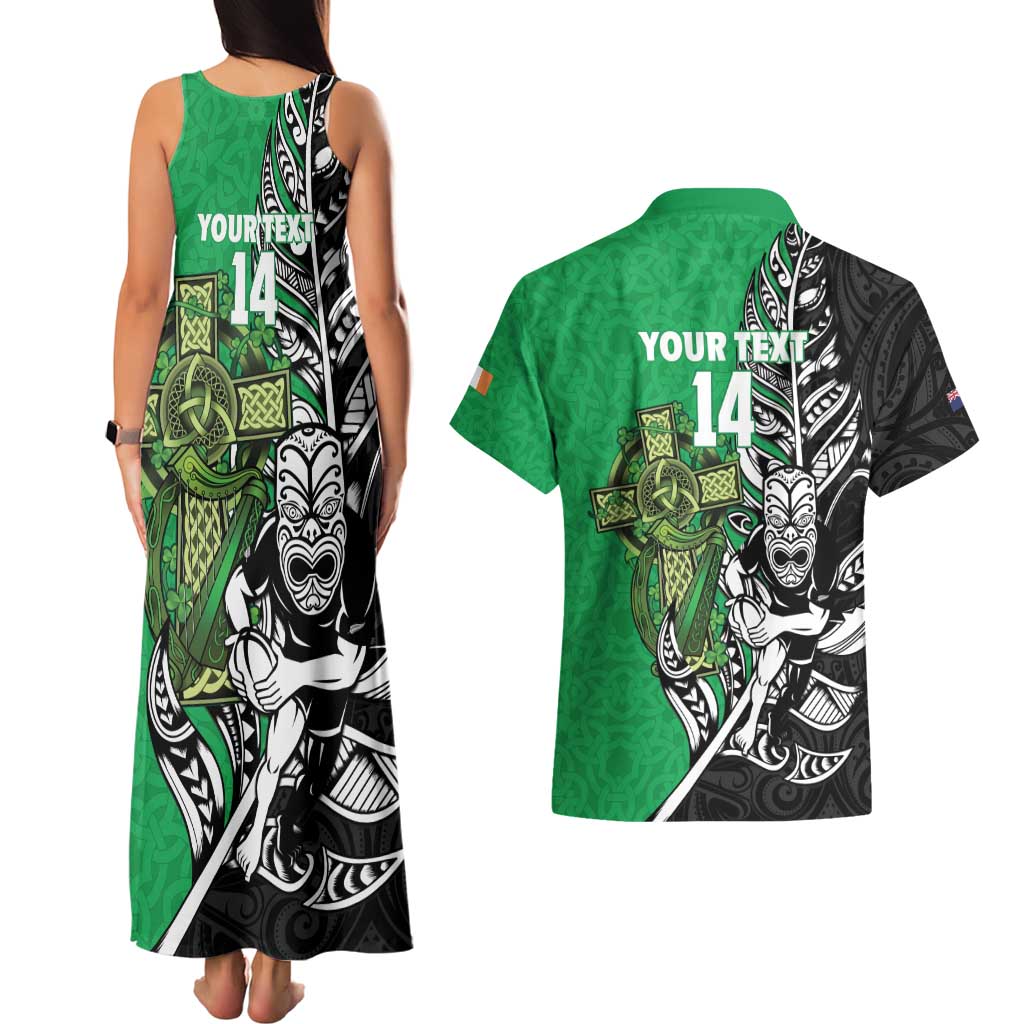 New Zealand and Ireland Rugby Custom Couples Matching Tank Maxi Dress and Hawaiian Shirt Maori Tiki Fern Irish Celtic Cross - Aussie Hoodie