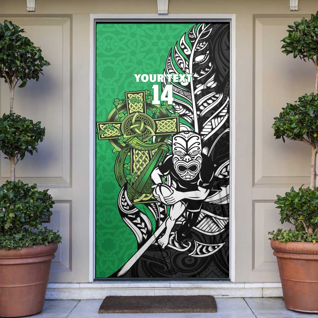 New Zealand and Ireland Rugby Custom Door Cover Maori Tiki Fern Irish Celtic Cross - Aussie Hoodie