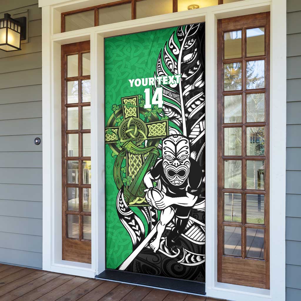 New Zealand and Ireland Rugby Custom Door Cover Maori Tiki Fern Irish Celtic Cross - Aussie Hoodie