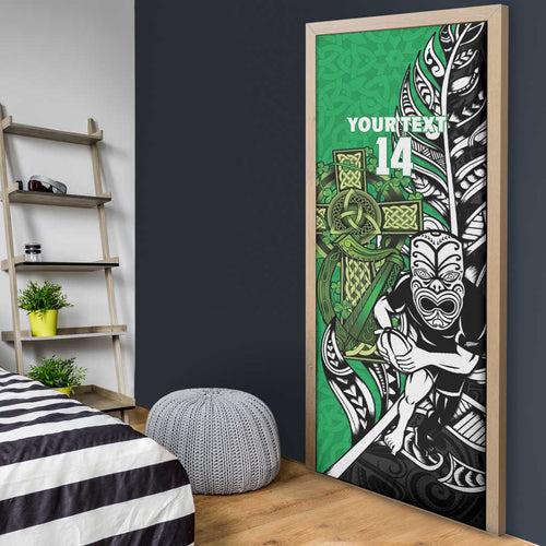 New Zealand and Ireland Rugby Custom Door Cover Maori Tiki Fern Irish Celtic Cross - Aussie Hoodie