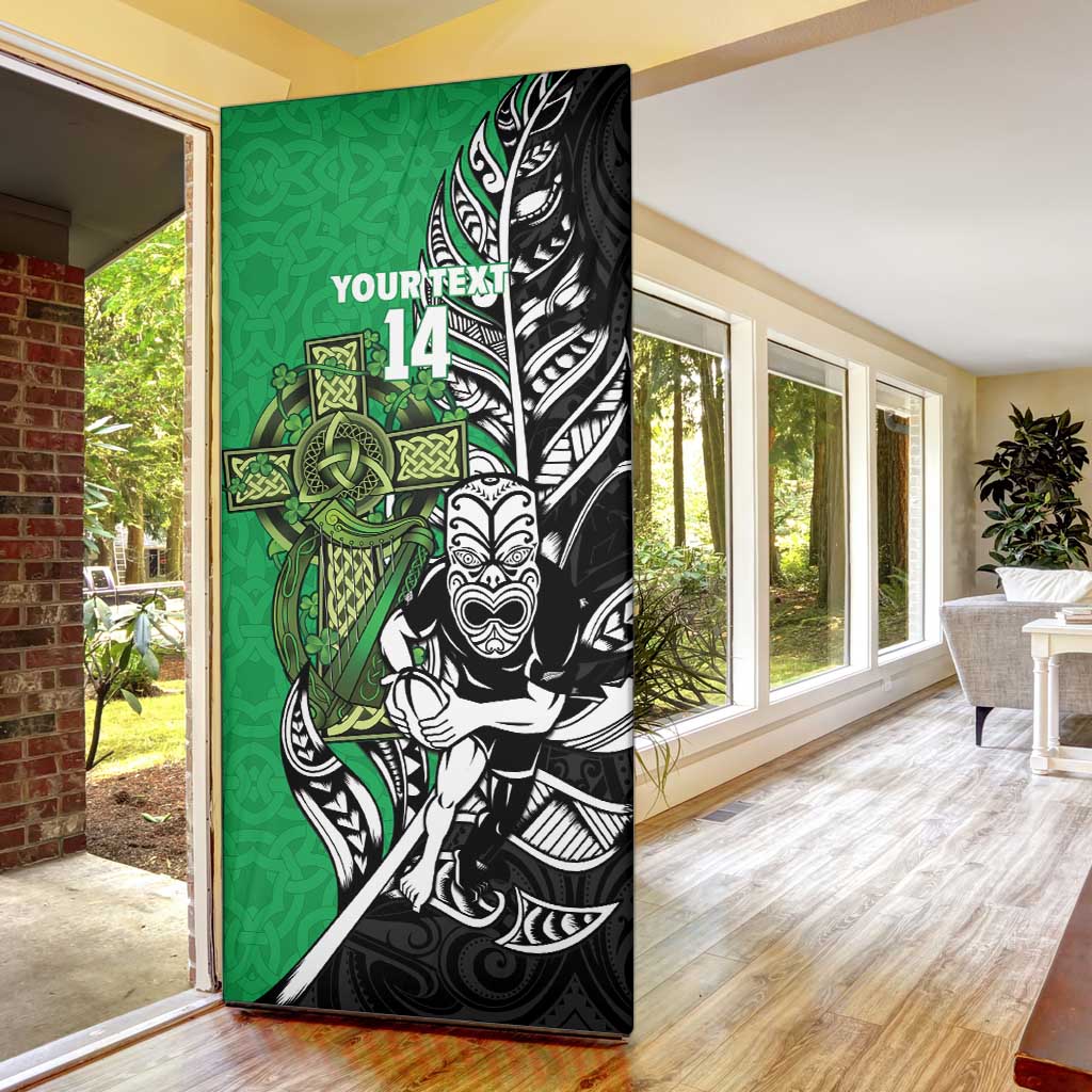 New Zealand and Ireland Rugby Custom Door Cover Maori Tiki Fern Irish Celtic Cross - Aussie Hoodie