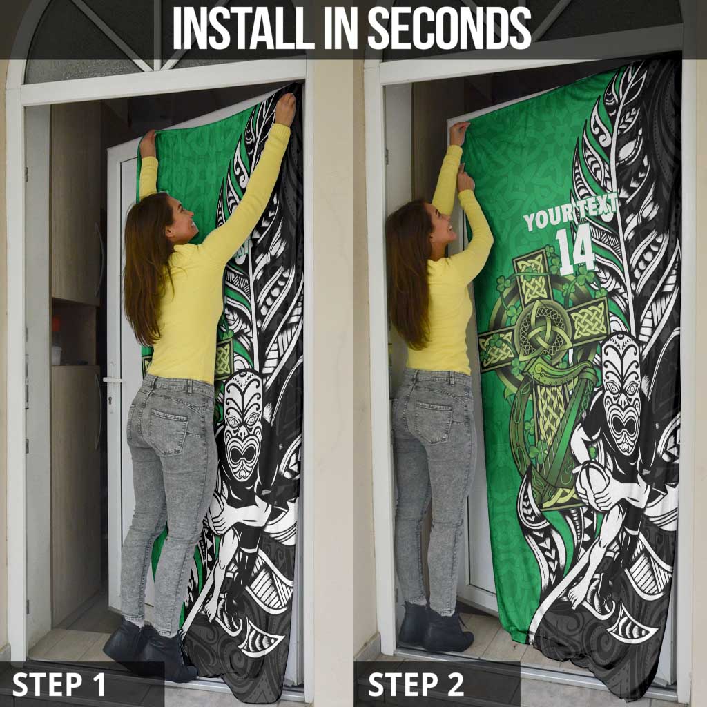 New Zealand and Ireland Rugby Custom Door Cover Maori Tiki Fern Irish Celtic Cross - Aussie Hoodie