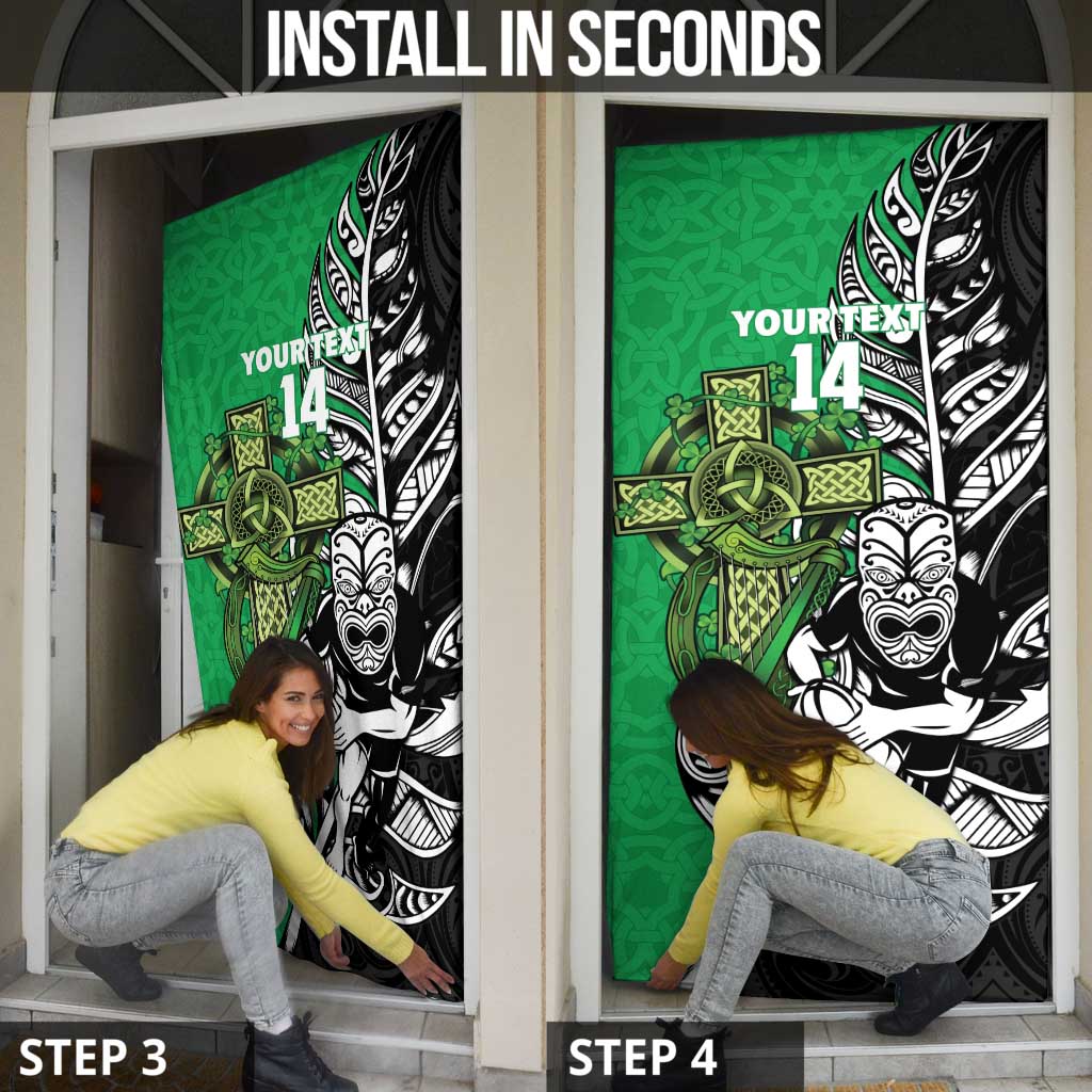New Zealand and Ireland Rugby Custom Door Cover Maori Tiki Fern Irish Celtic Cross - Aussie Hoodie