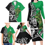 New Zealand and Ireland Rugby Custom Family Matching Long Sleeve Bodycon Dress and Hawaiian Shirt Maori Tiki Fern Irish Celtic Cross - Aussie Hoodie