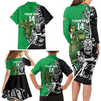 New Zealand and Ireland Rugby Custom Family Matching Long Sleeve Bodycon Dress and Hawaiian Shirt Maori Tiki Fern Irish Celtic Cross - Aussie Hoodie