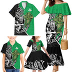 New Zealand and Ireland Rugby Custom Family Matching Mermaid Dress and Hawaiian Shirt Maori Tiki Fern Irish Celtic Cross - Aussie Hoodie
