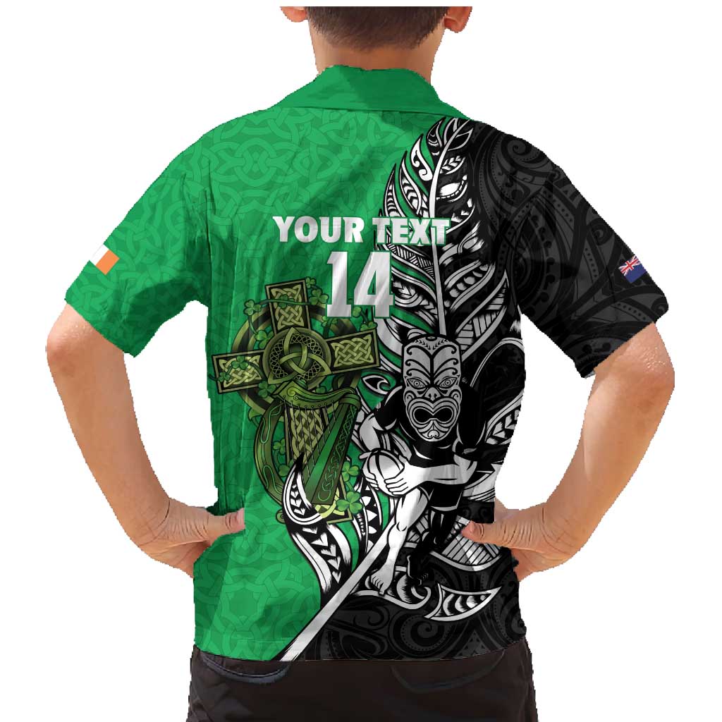 New Zealand and Ireland Rugby Custom Family Matching Mermaid Dress and Hawaiian Shirt Maori Tiki Fern Irish Celtic Cross - Aussie Hoodie