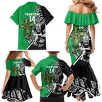 New Zealand and Ireland Rugby Custom Family Matching Mermaid Dress and Hawaiian Shirt Maori Tiki Fern Irish Celtic Cross - Aussie Hoodie