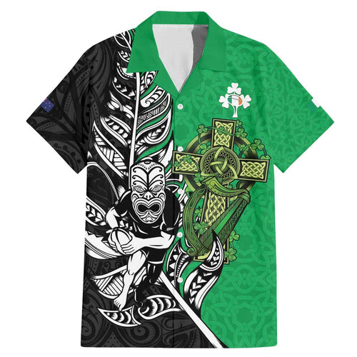 New Zealand and Ireland Rugby Custom Family Matching Mermaid Dress and Hawaiian Shirt Maori Tiki Fern Irish Celtic Cross - Aussie Hoodie