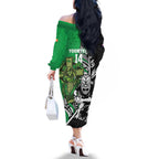 New Zealand and Ireland Rugby Custom Family Matching Off The Shoulder Long Sleeve Dress and Hawaiian Shirt Maori Tiki Fern Irish Celtic Cross - Aussie Hoodie