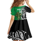 New Zealand and Ireland Rugby Custom Family Matching Off Shoulder Short Dress and Hawaiian Shirt Maori Tiki Fern Irish Celtic Cross - Aussie Hoodie