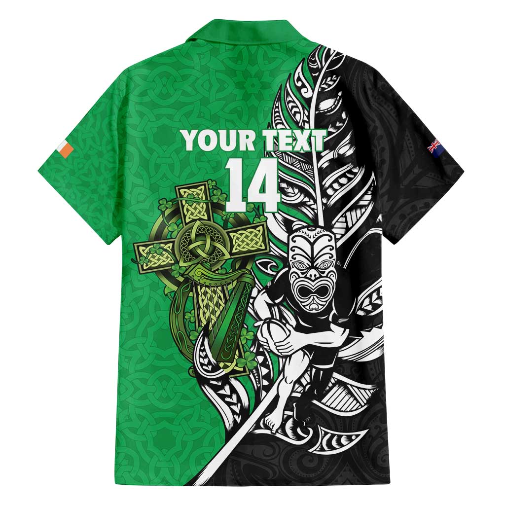 New Zealand and Ireland Rugby Custom Family Matching Off Shoulder Short Dress and Hawaiian Shirt Maori Tiki Fern Irish Celtic Cross - Aussie Hoodie
