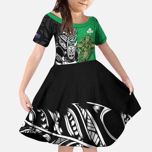 New Zealand and Ireland Rugby Custom Family Matching Puletasi and Hawaiian Shirt Maori Tiki Fern Irish Celtic Cross - Aussie Hoodie
