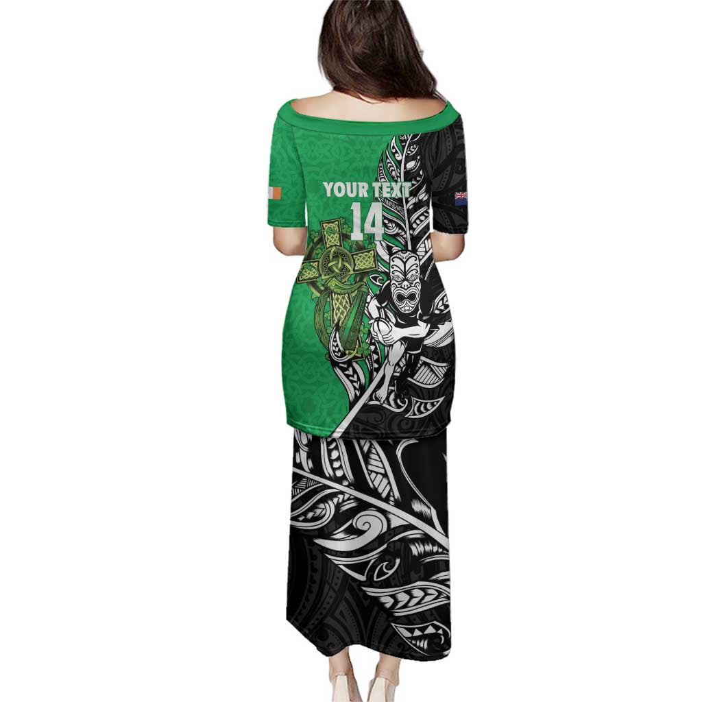 New Zealand and Ireland Rugby Custom Family Matching Puletasi and Hawaiian Shirt Maori Tiki Fern Irish Celtic Cross - Aussie Hoodie