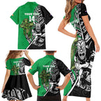 New Zealand and Ireland Rugby Custom Family Matching Short Sleeve Bodycon Dress and Hawaiian Shirt Maori Tiki Fern Irish Celtic Cross - Aussie Hoodie