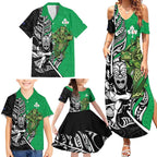 New Zealand and Ireland Rugby Custom Family Matching Summer Maxi Dress and Hawaiian Shirt Maori Tiki Fern Irish Celtic Cross - Aussie Hoodie