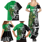 New Zealand and Ireland Rugby Custom Family Matching Summer Maxi Dress and Hawaiian Shirt Maori Tiki Fern Irish Celtic Cross - Aussie Hoodie