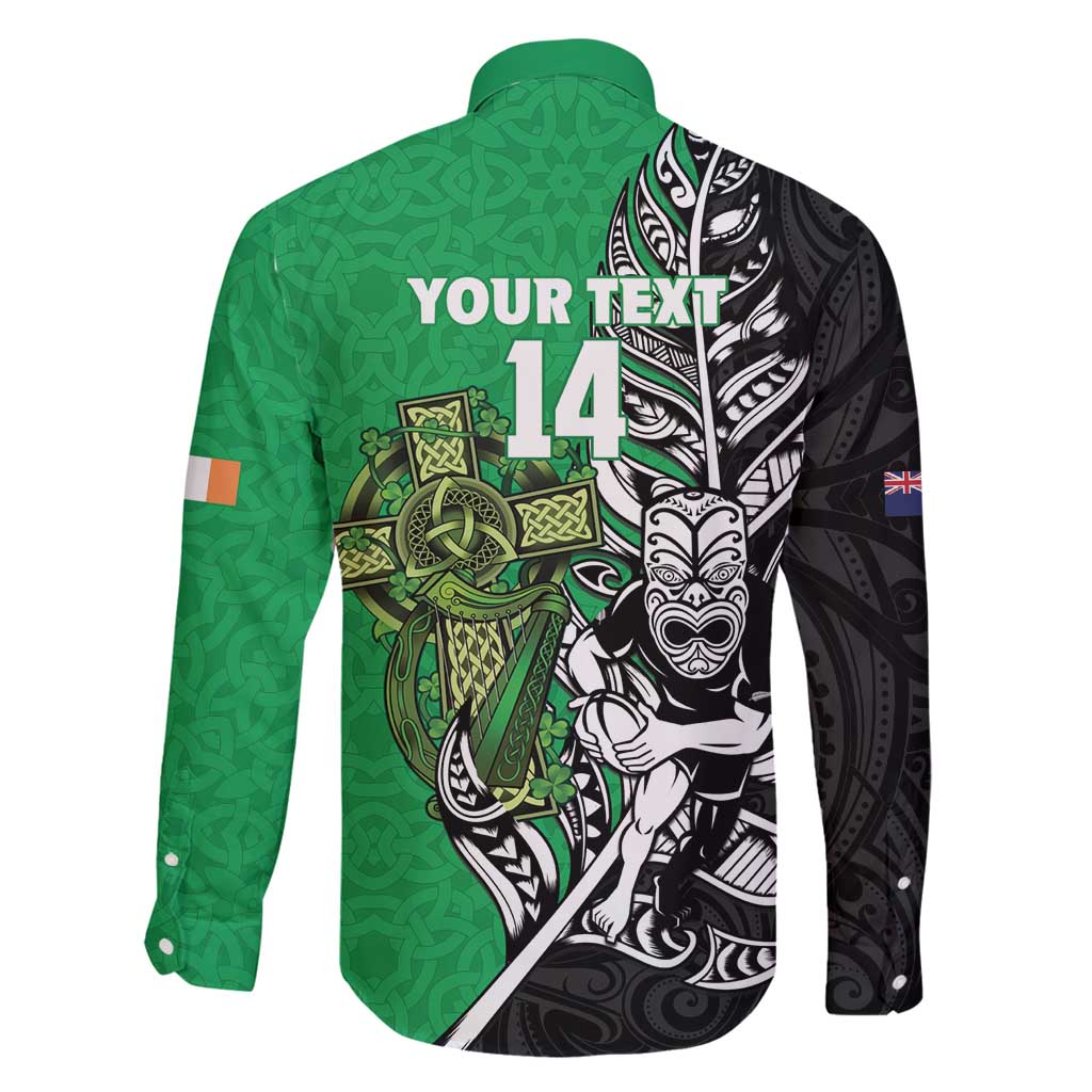 New Zealand and Ireland Rugby Custom Family Matching Summer Maxi Dress and Hawaiian Shirt Maori Tiki Fern Irish Celtic Cross - Aussie Hoodie