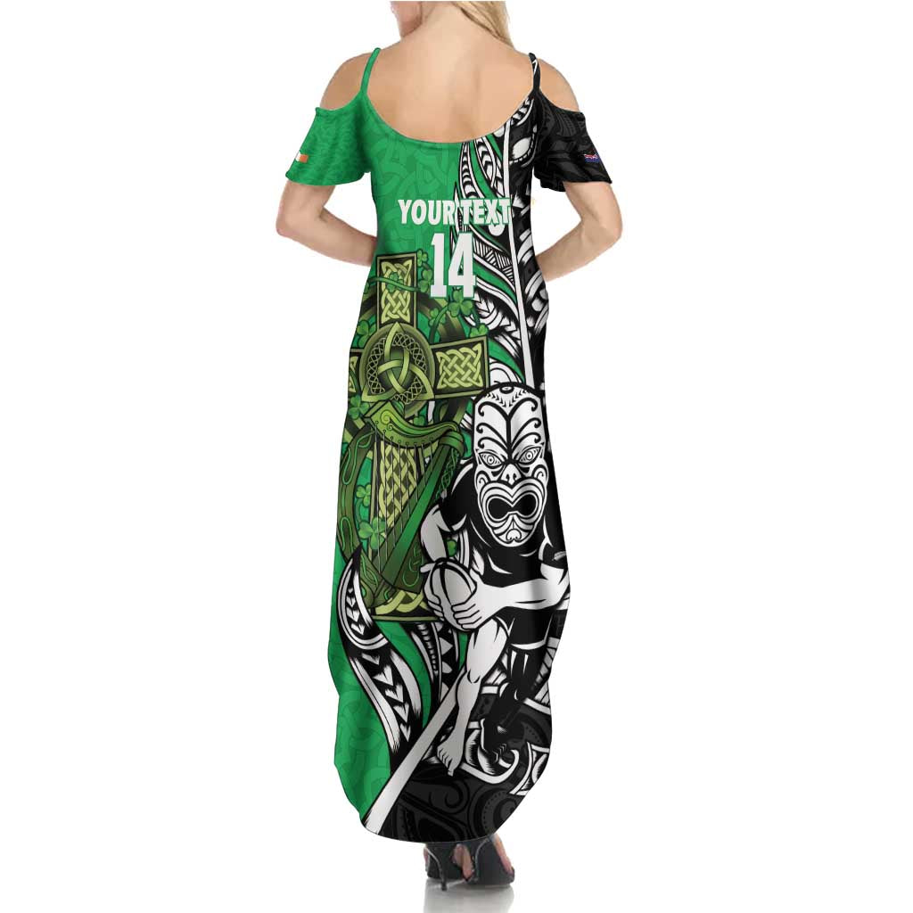 New Zealand and Ireland Rugby Custom Family Matching Summer Maxi Dress and Hawaiian Shirt Maori Tiki Fern Irish Celtic Cross - Aussie Hoodie