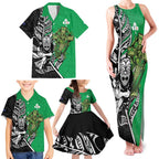 New Zealand and Ireland Rugby Custom Family Matching Tank Maxi Dress and Hawaiian Shirt Maori Tiki Fern Irish Celtic Cross - Aussie Hoodie