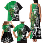 New Zealand and Ireland Rugby Custom Family Matching Tank Maxi Dress and Hawaiian Shirt Maori Tiki Fern Irish Celtic Cross - Aussie Hoodie
