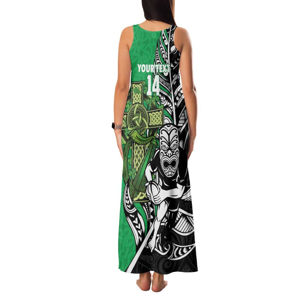 New Zealand and Ireland Rugby Custom Family Matching Tank Maxi Dress and Hawaiian Shirt Maori Tiki Fern Irish Celtic Cross - Aussie Hoodie