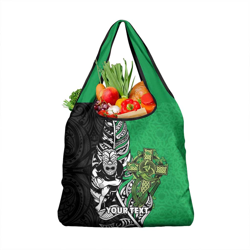 New Zealand and Ireland Rugby Custom Grocery Bag Maori Tiki Fern Irish Celtic Cross - Aussie Hoodie