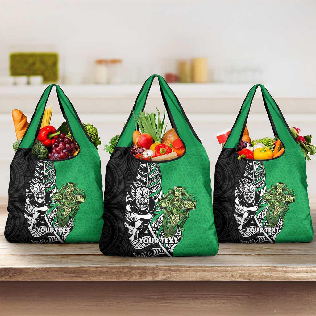 New Zealand and Ireland Rugby Custom Grocery Bag Maori Tiki Fern Irish Celtic Cross - Aussie Hoodie