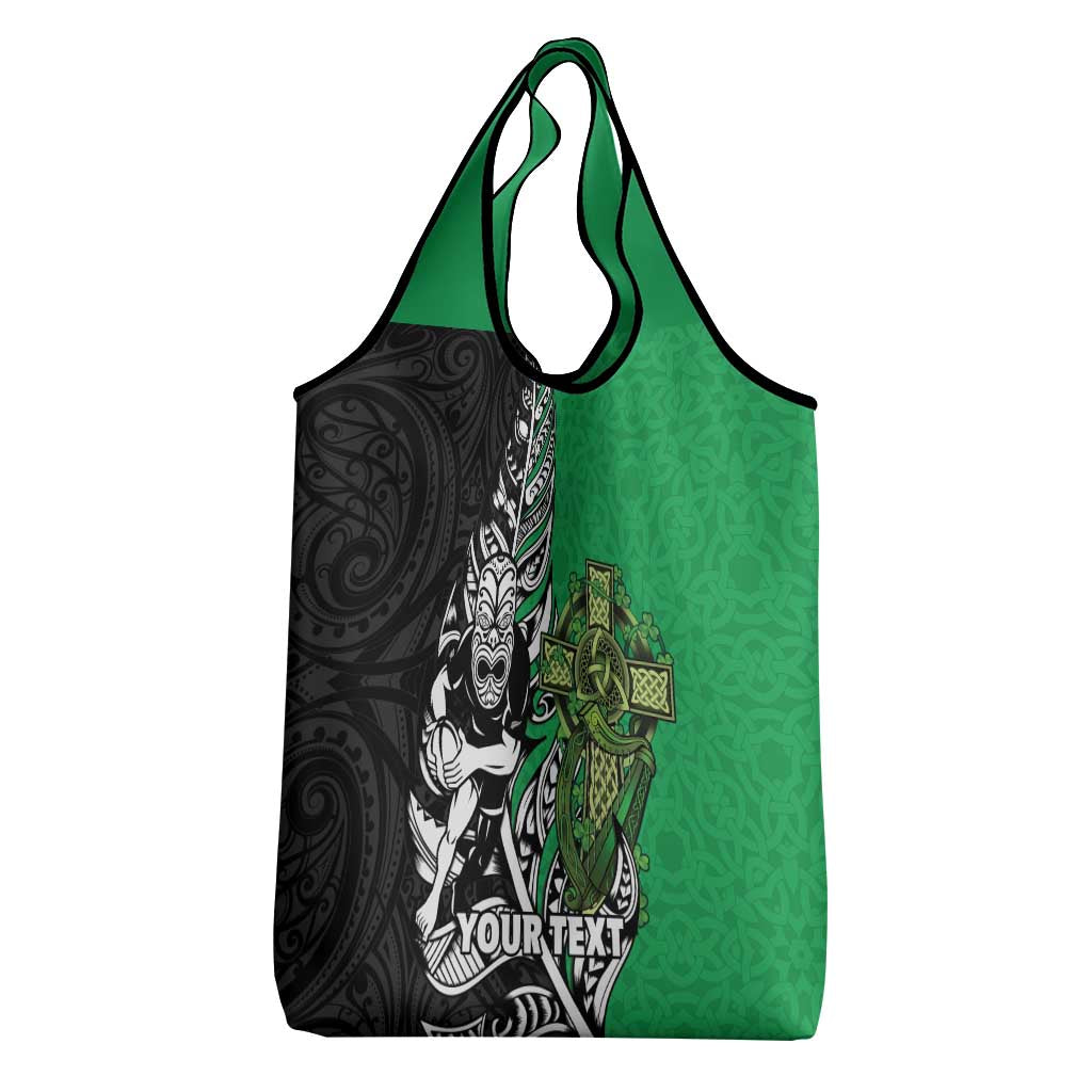 New Zealand and Ireland Rugby Custom Grocery Bag Maori Tiki Fern Irish Celtic Cross - Aussie Hoodie