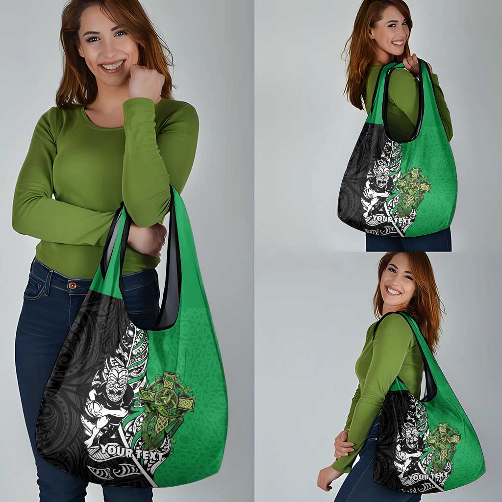 New Zealand and Ireland Rugby Custom Grocery Bag Maori Tiki Fern Irish Celtic Cross - Aussie Hoodie
