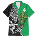 New Zealand and Ireland Rugby Custom Hawaiian Shirt Maori Tiki Fern Irish Celtic Cross - Aussie Hoodie
