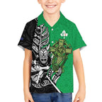New Zealand and Ireland Rugby Custom Hawaiian Shirt Maori Tiki Fern Irish Celtic Cross - Aussie Hoodie