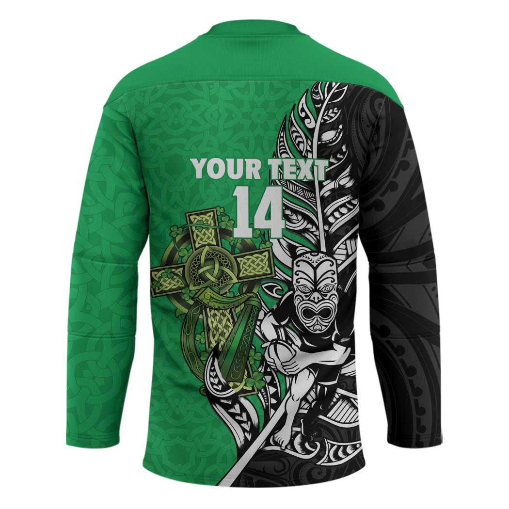 New Zealand and Ireland Rugby Custom Hockey Jersey Maori Tiki Fern Irish Celtic Cross - Aussie Hoodie