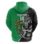 New Zealand and Ireland Rugby Custom Hoodie Maori Tiki Fern Irish Celtic Cross - Aussie Hoodie