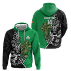 New Zealand and Ireland Rugby Custom Hoodie Maori Tiki Fern Irish Celtic Cross - Aussie Hoodie