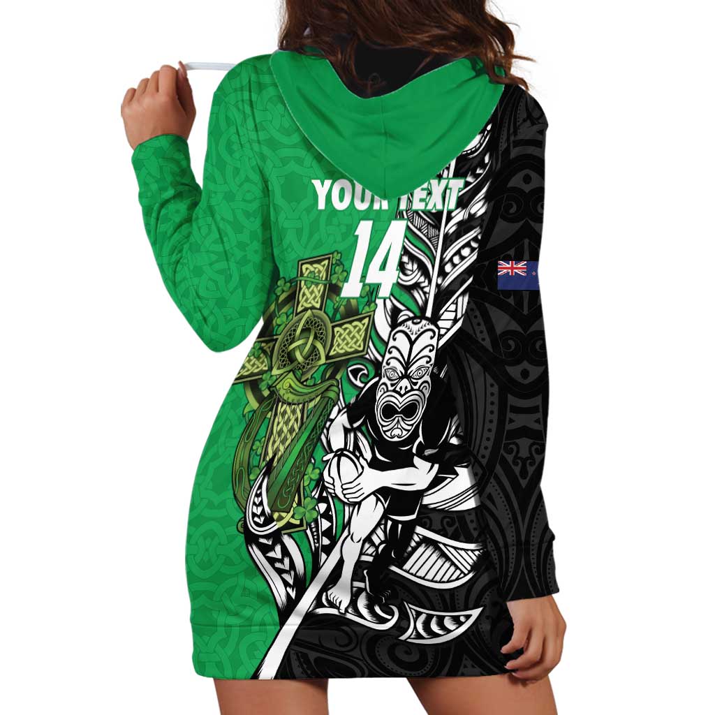 New Zealand and Ireland Rugby Custom Hoodie Dress Maori Tiki Fern Irish Celtic Cross - Aussie Hoodie