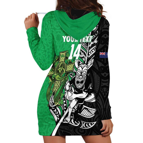 New Zealand and Ireland Rugby Custom Hoodie Dress Maori Tiki Fern Irish Celtic Cross - Aussie Hoodie