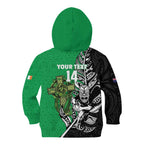 New Zealand and Ireland Rugby Custom Kid Hoodie Maori Tiki Fern Irish Celtic Cross - Aussie Hoodie