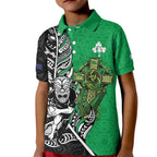 New Zealand and Ireland Rugby Custom Kid Polo Shirt Maori Tiki Fern Irish Celtic Cross - Aussie Hoodie