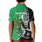 New Zealand and Ireland Rugby Custom Kid Polo Shirt Maori Tiki Fern Irish Celtic Cross - Aussie Hoodie