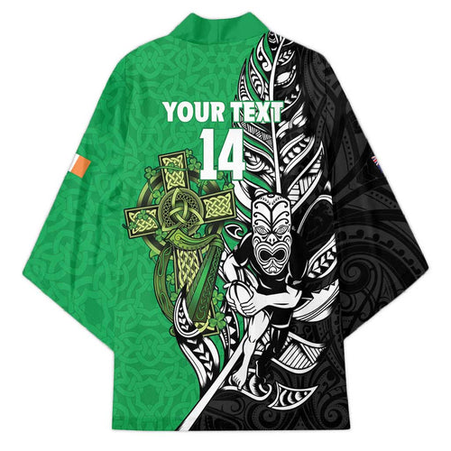 New Zealand and Ireland Rugby Custom Kimono Maori Tiki Fern Irish Celtic Cross - Aussie Hoodie