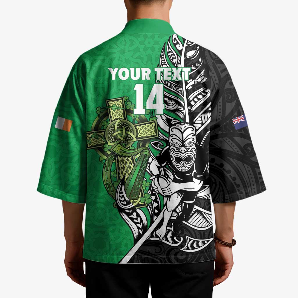 New Zealand and Ireland Rugby Custom Kimono Maori Tiki Fern Irish Celtic Cross - Aussie Hoodie