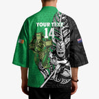 New Zealand and Ireland Rugby Custom Kimono Maori Tiki Fern Irish Celtic Cross - Aussie Hoodie