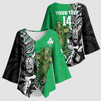New Zealand and Ireland Rugby Custom Kimono Sleeve Blouse Maori Tiki Fern Irish Celtic Cross - Aussie Hoodie