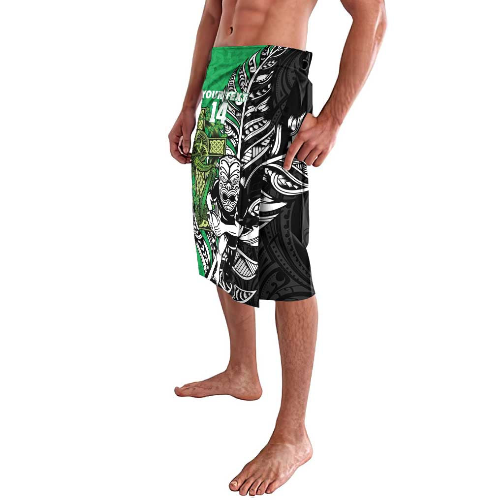 New Zealand and Ireland Rugby Custom Lavalava Maori Tiki Fern Irish Celtic Cross - Aussie Hoodie