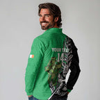 New Zealand and Ireland Rugby Custom Long Sleeve Polo Shirt Maori Tiki Fern Irish Celtic Cross - Aussie Hoodie