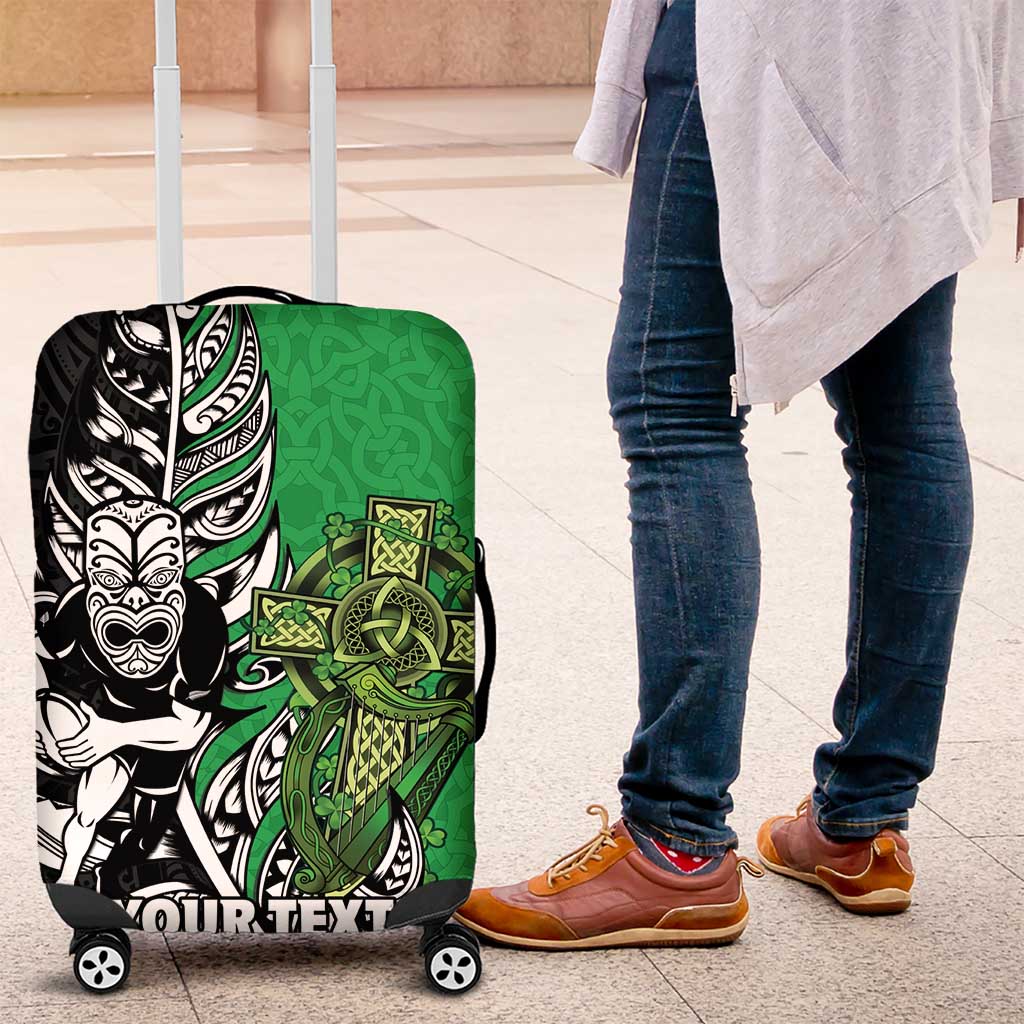New Zealand and Ireland Rugby Custom Luggage Cover Maori Tiki Fern Irish Celtic Cross - Aussie Hoodie