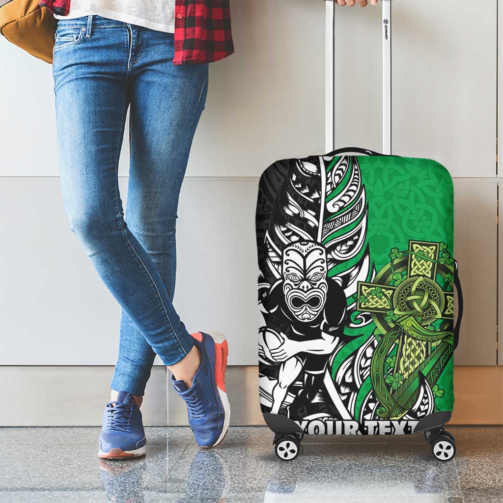 New Zealand and Ireland Rugby Custom Luggage Cover Maori Tiki Fern Irish Celtic Cross - Aussie Hoodie